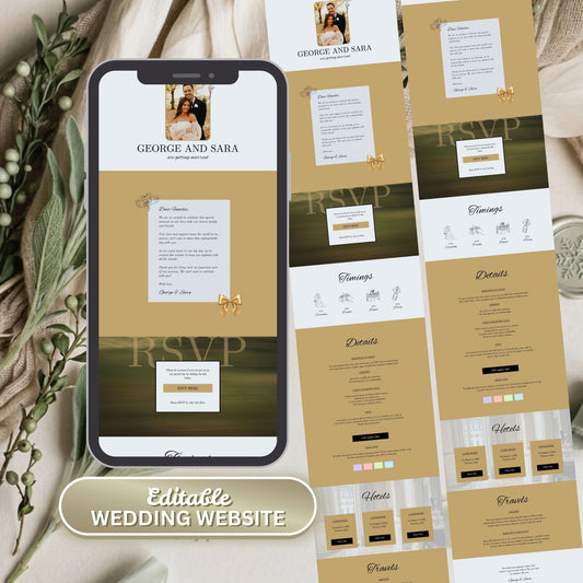 Luxury Beige Wedding Website Templates with RSVP LB-020