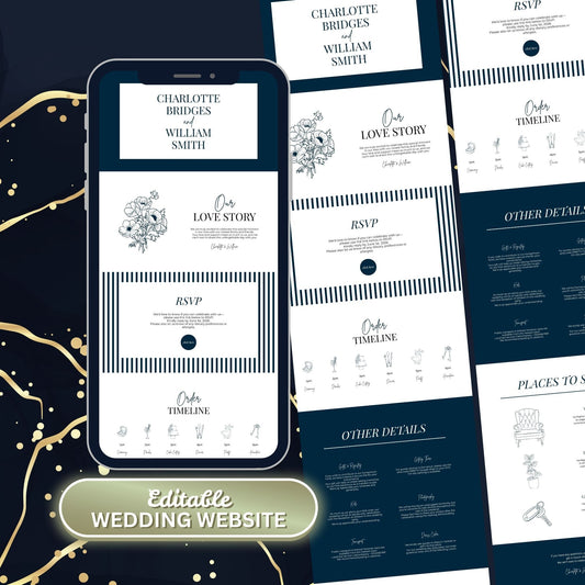 Classic Black Tie Wedding Website Templates CBT-017
