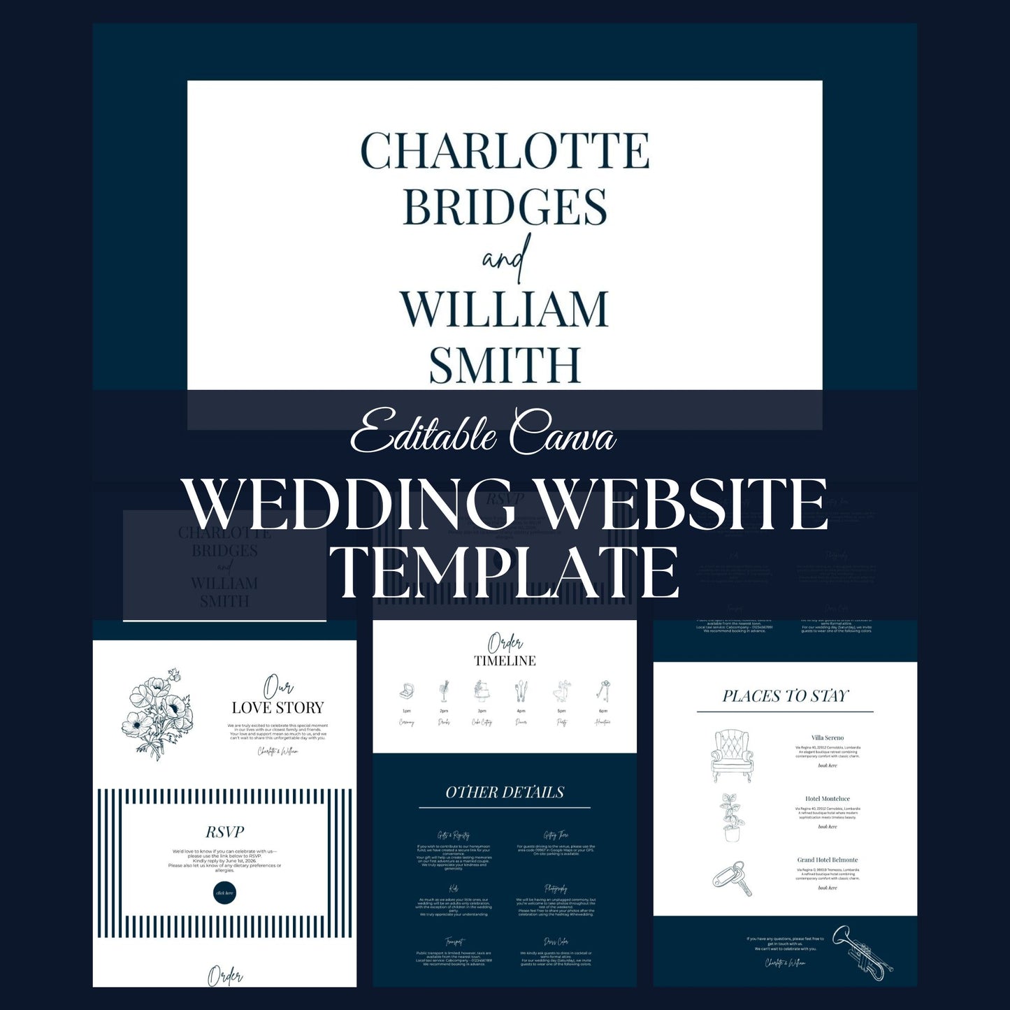 Classic Black Tie Wedding Website Templates CBT-017