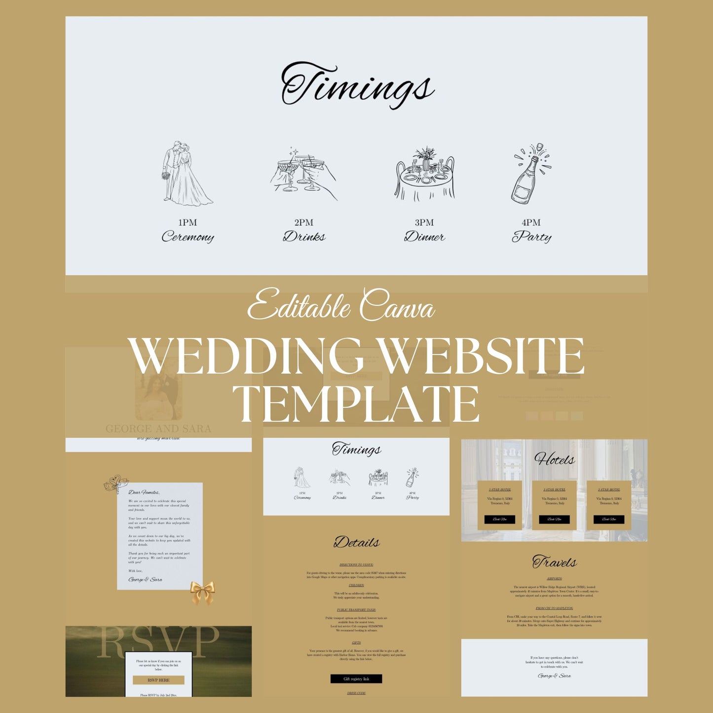 Luxury Beige Wedding Website Templates with RSVP LB-020