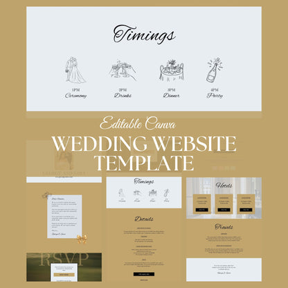 Luxury Beige Wedding Website Templates with RSVP LB-020