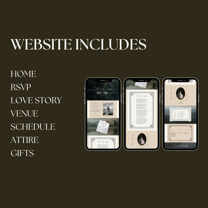 Old Money Wedding Website Template with RSVP OLD-006
