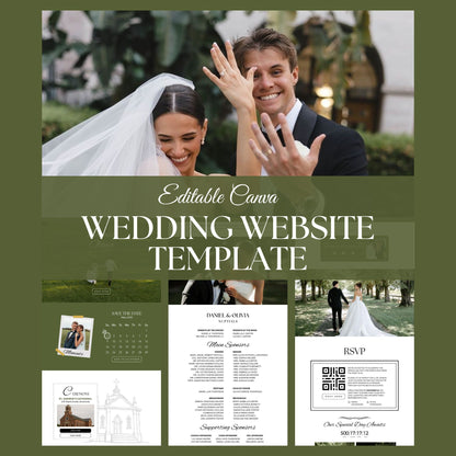 Olive Green Wedding Website Template with RSVP & Timeline OLV-009