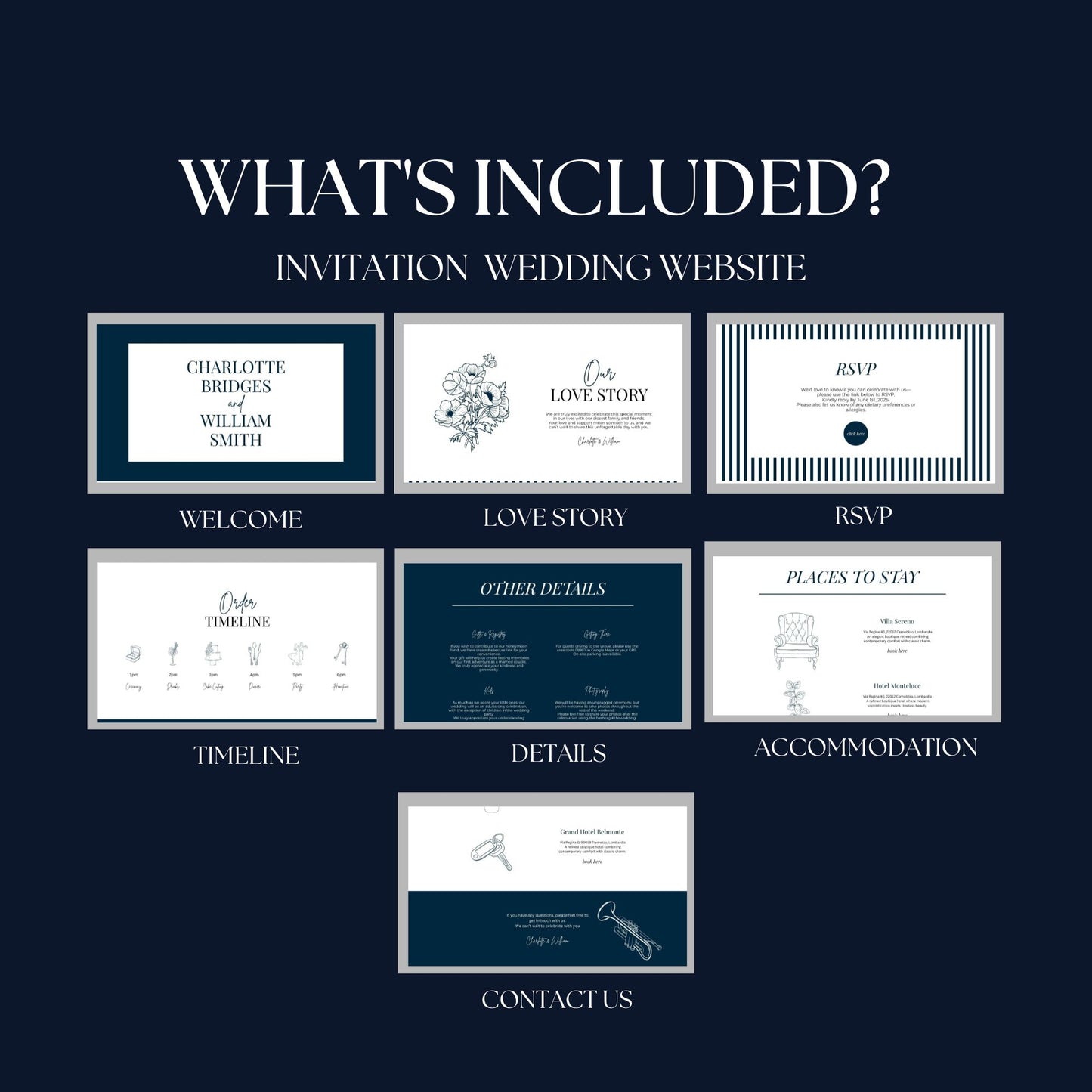 Classic Black Tie Wedding Website Templates CBT-017