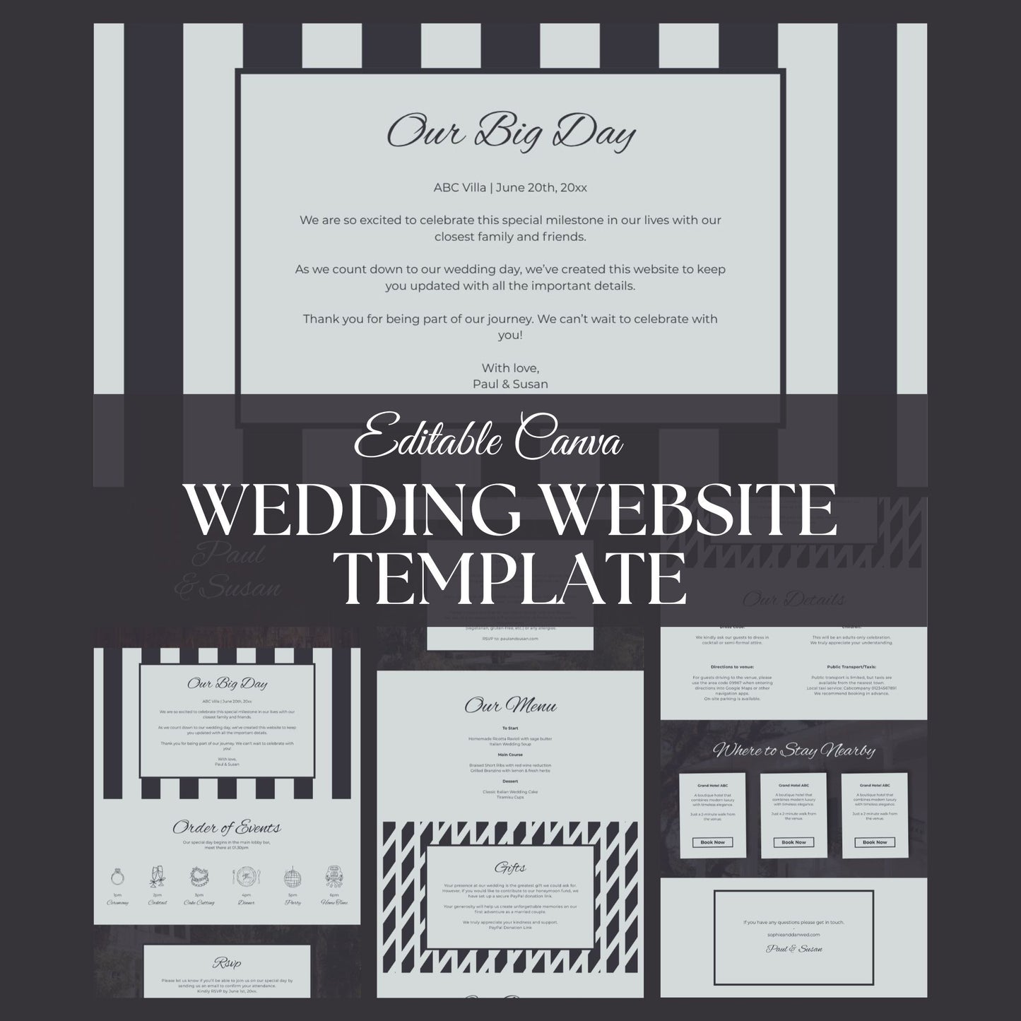 Moody Vintage Wedding Website Templates with RSVP MVC-019