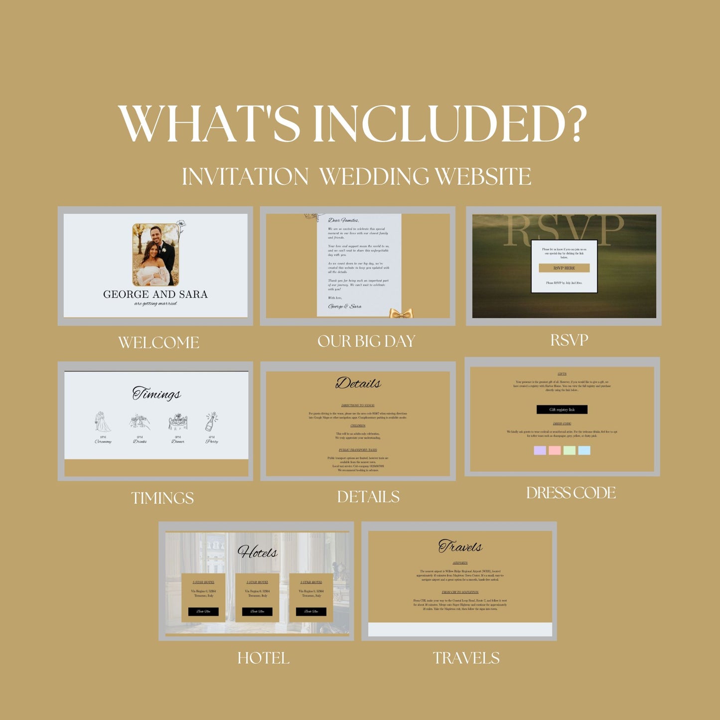 Luxury Beige Wedding Website Templates with RSVP LB-020