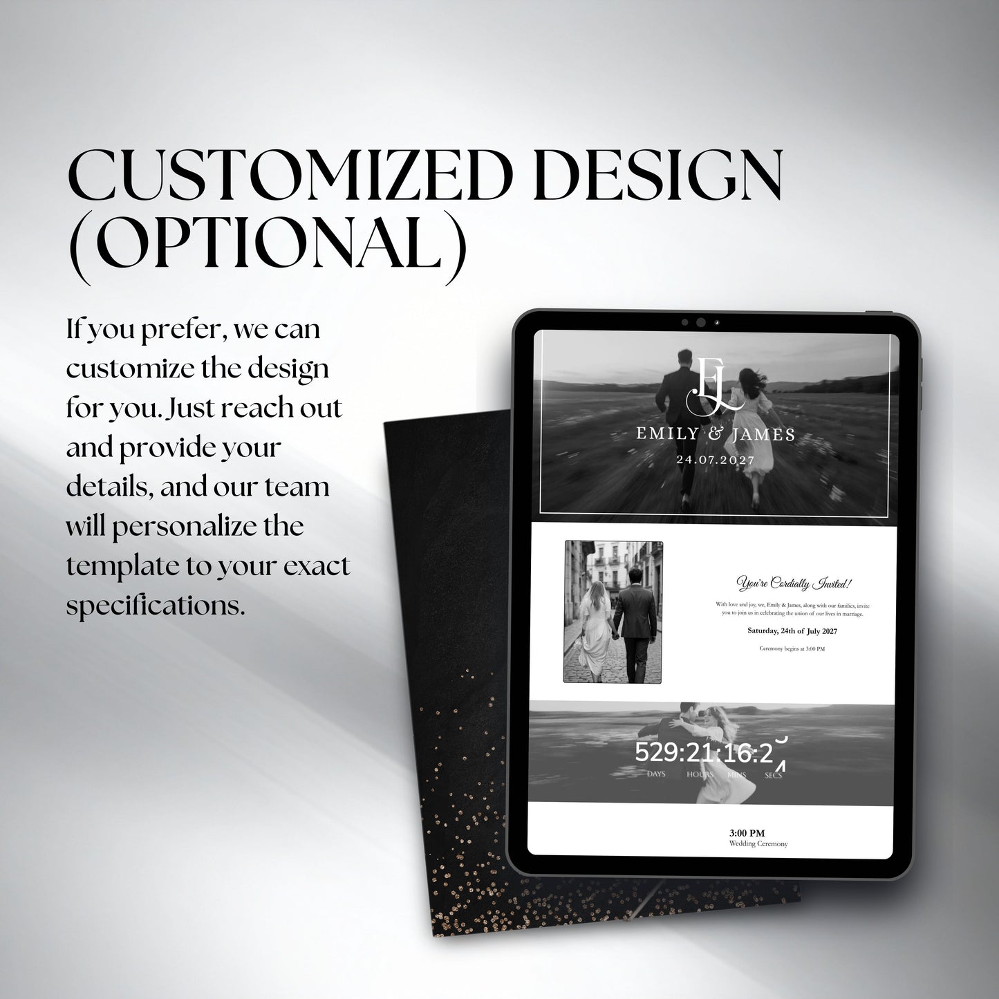 Black and White Wedding Website Template with RSVP BW-002