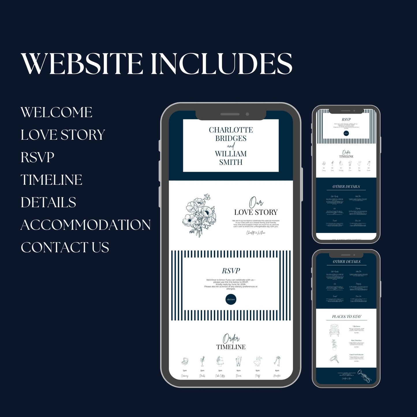 Classic Black Tie Wedding Website Templates CBT-017