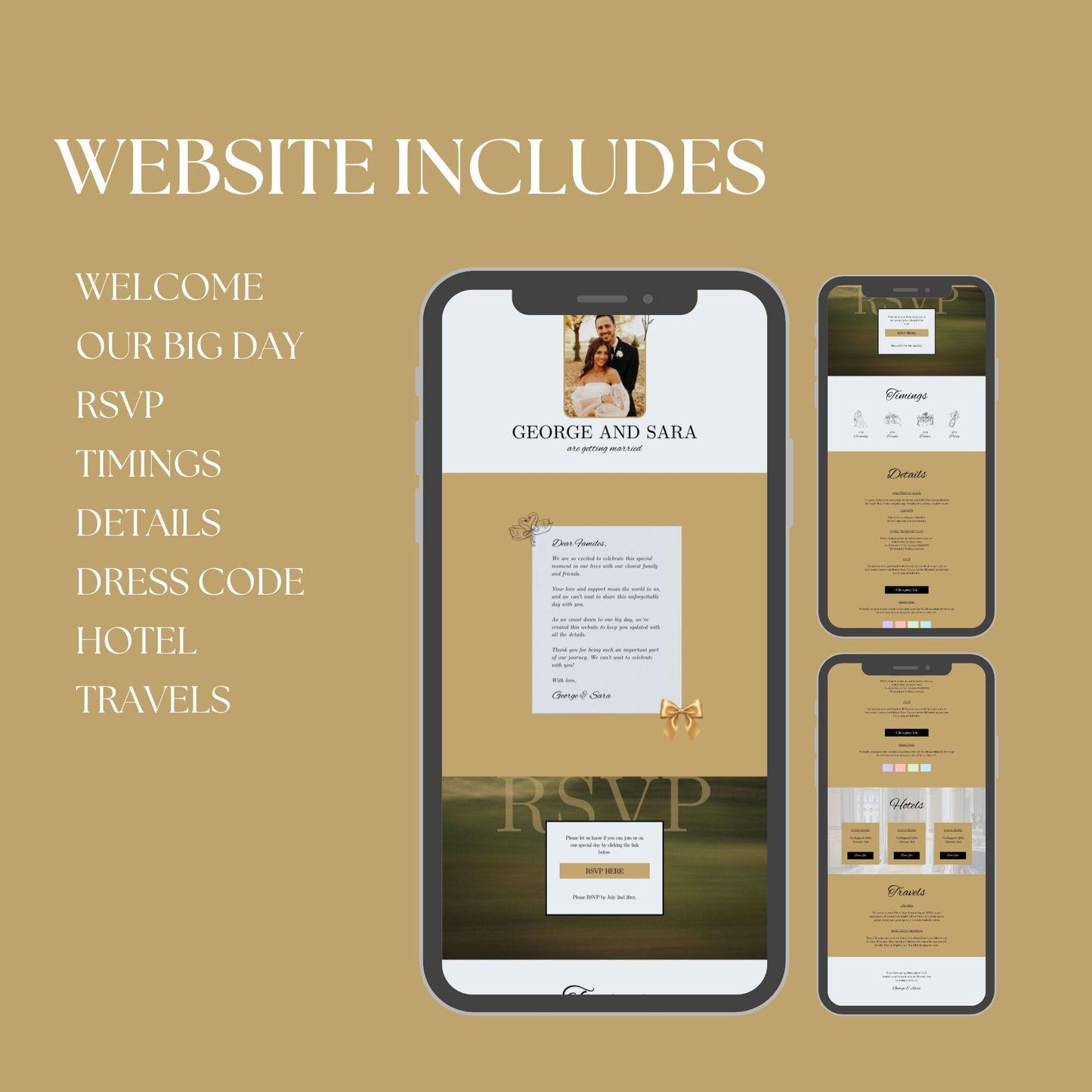 Luxury Beige Wedding Website Templates with RSVP LB-020