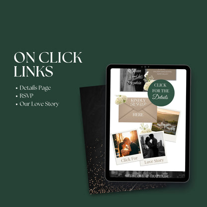 Sage Green Wedding Website Template with RSVP SAGE-003