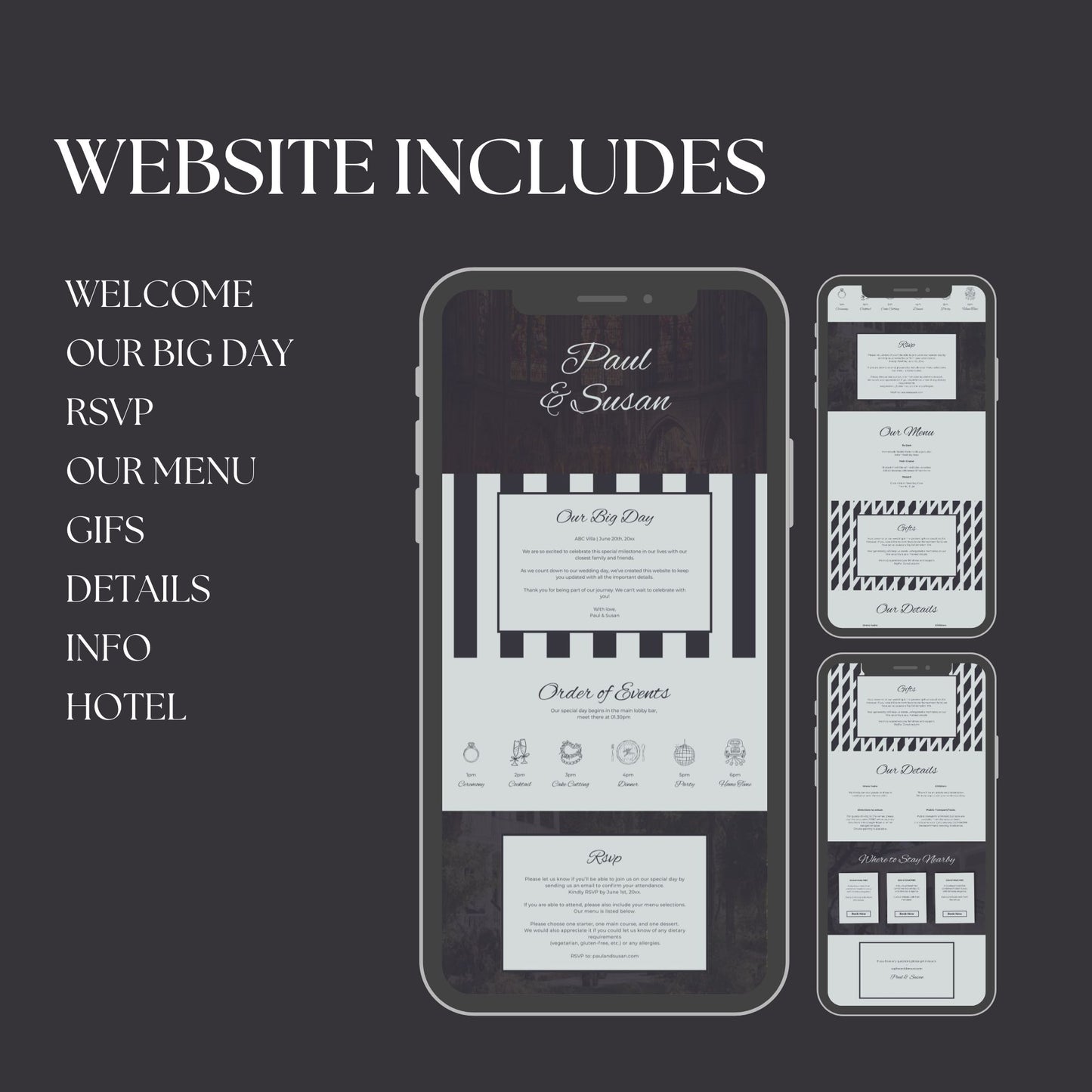 Moody Vintage Wedding Website Templates with RSVP MVC-019