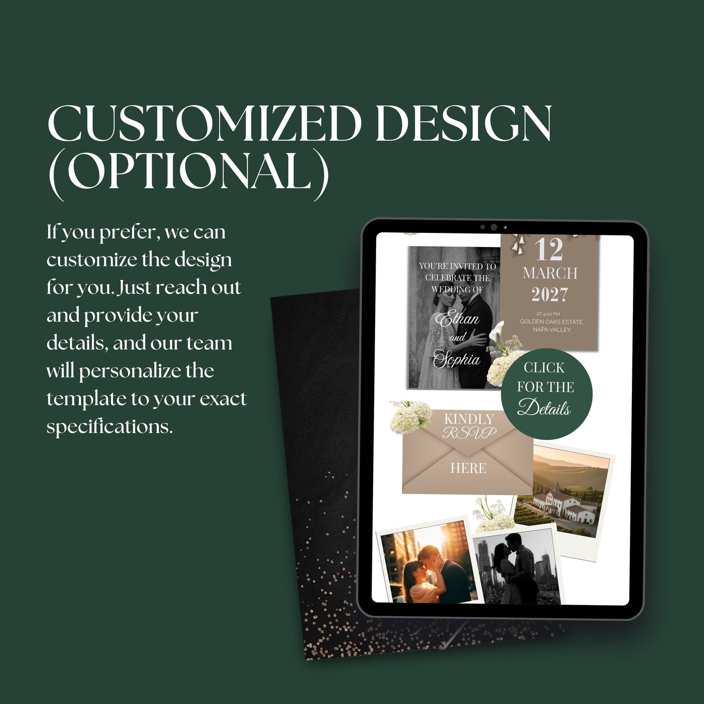 Sage Green Wedding Website Template with RSVP SAGE-003