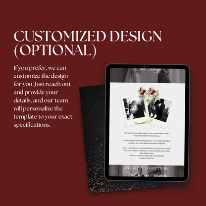 Elegant Burgundy Wedding Website Template with RSVP RED-004