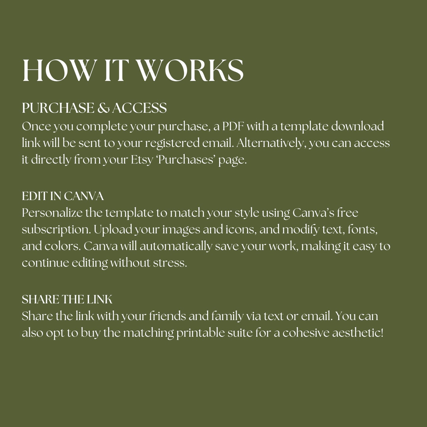 Olive Green Wedding Website Template with RSVP & Timeline OLV-009