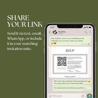 Olive Green Wedding Website Template with RSVP & Timeline OLV-009