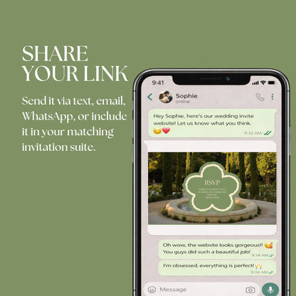 Elegant Sage Green Wedding Website Templates with RSVP ESG-015