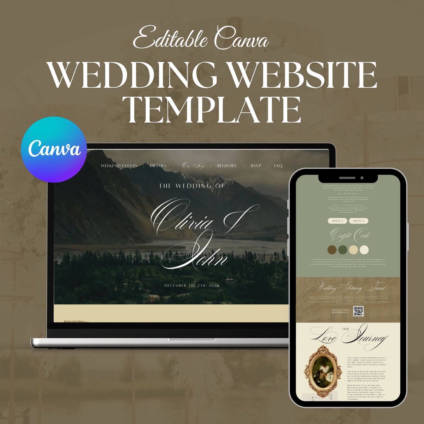 Vintage Romance Wedding Website Template VINT-005