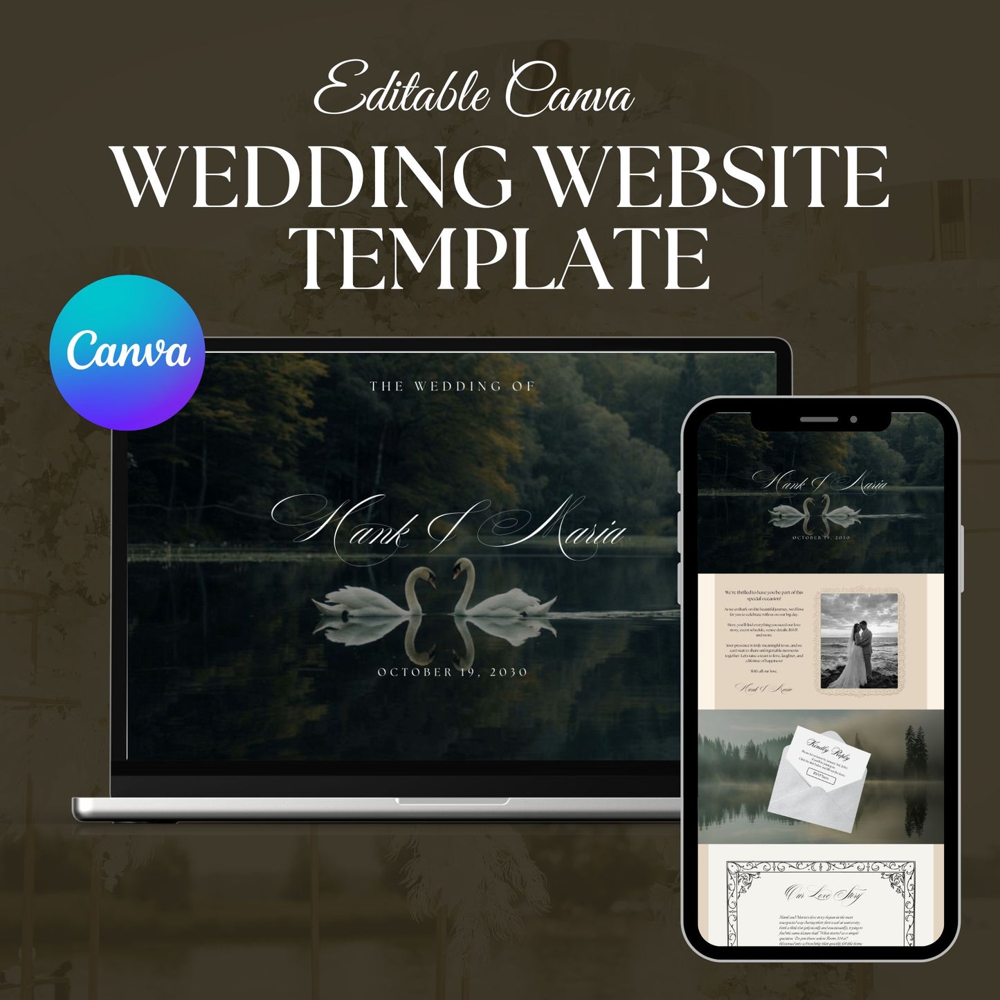 Old Money Wedding Website Template with RSVP OLD-006