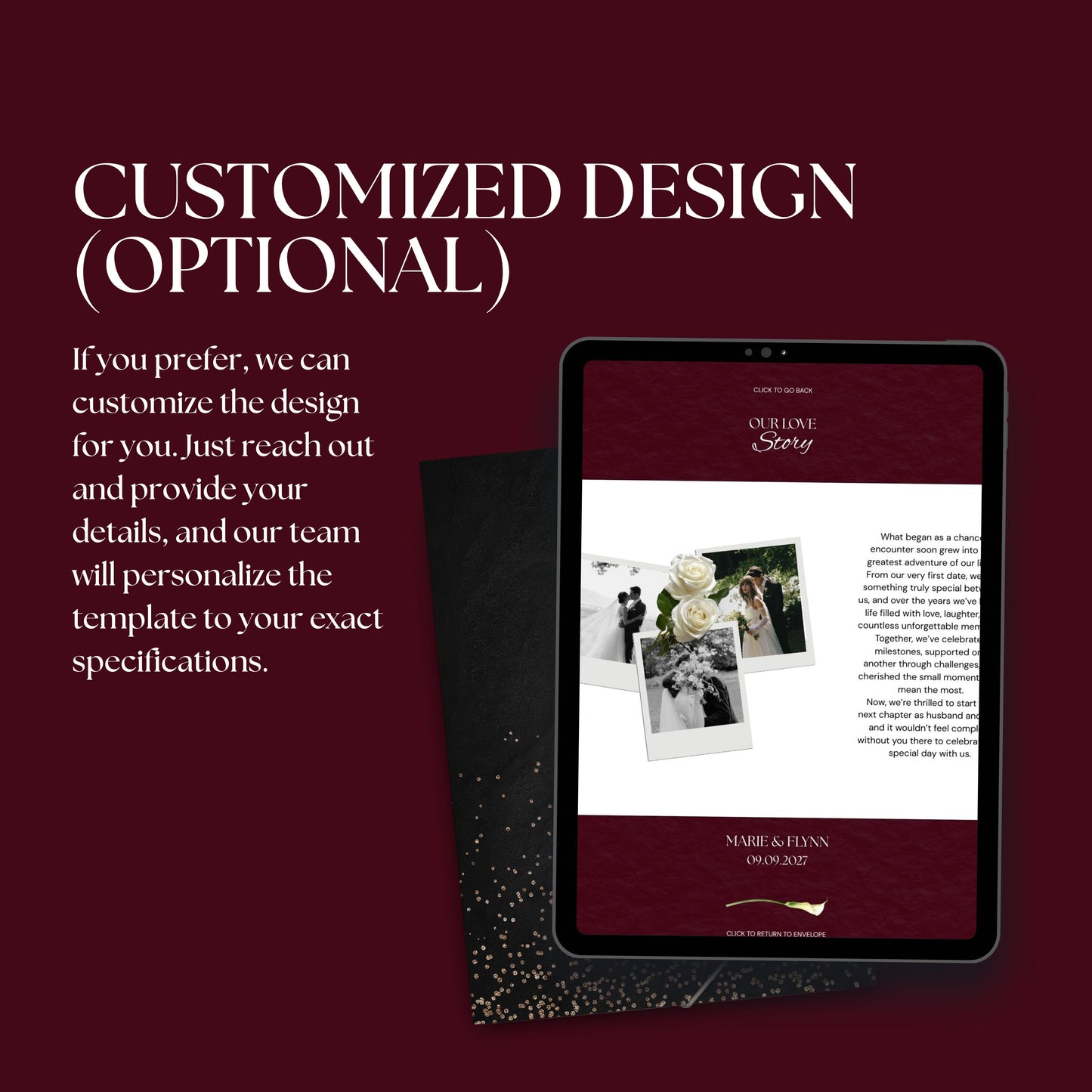 Burgundy Floral Wedding Website Template BURG-001