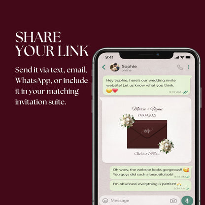 Burgundy Floral Wedding Website Template BURG-001