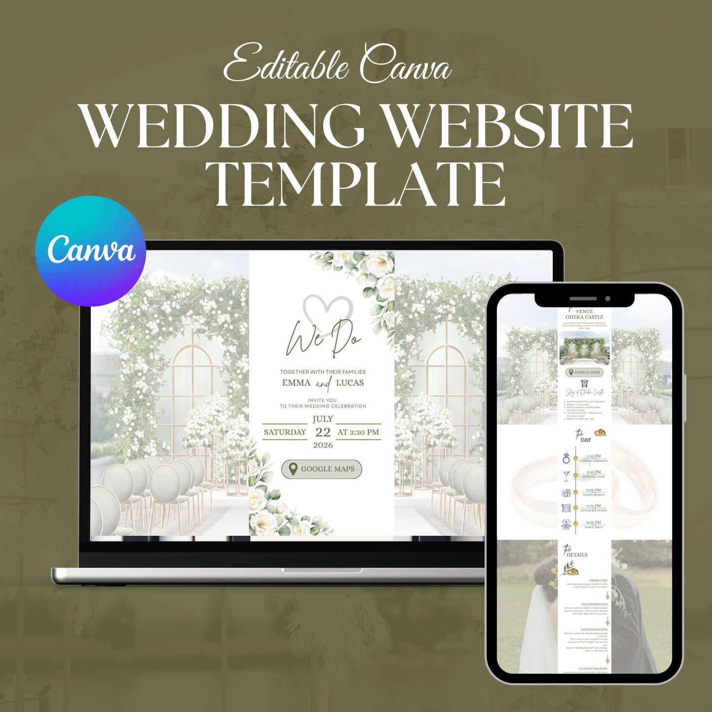 Minimalist Wedding Website Template with Countdown MINI-008