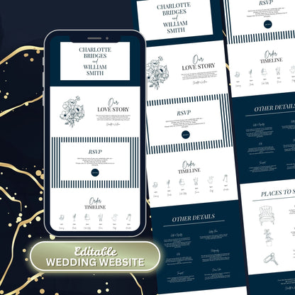 Classic Black Tie Wedding Website Templates CBT-017