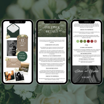 Sage Green Wedding Website Template with RSVP SAGE-003