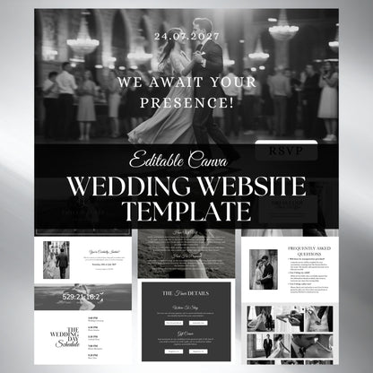 Black and White Wedding Website Template with RSVP BW-002