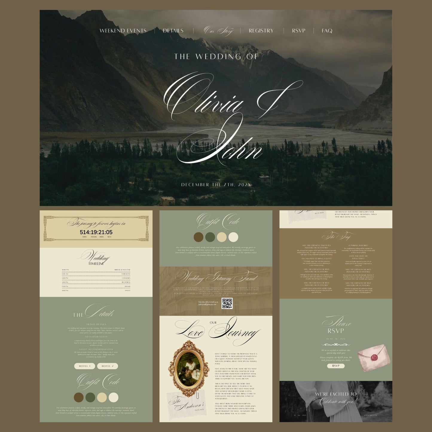 Vintage Romance Wedding Website Template VINT-005