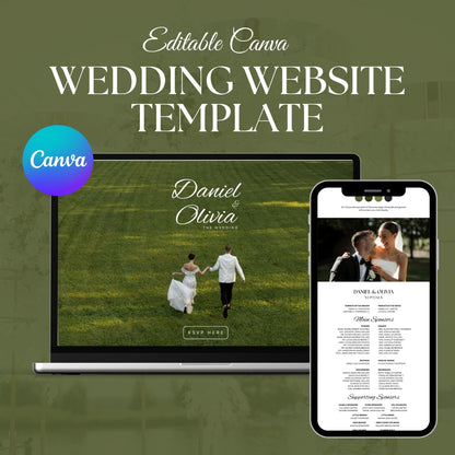 Olive Green Wedding Website Template with RSVP & Timeline OLV-009