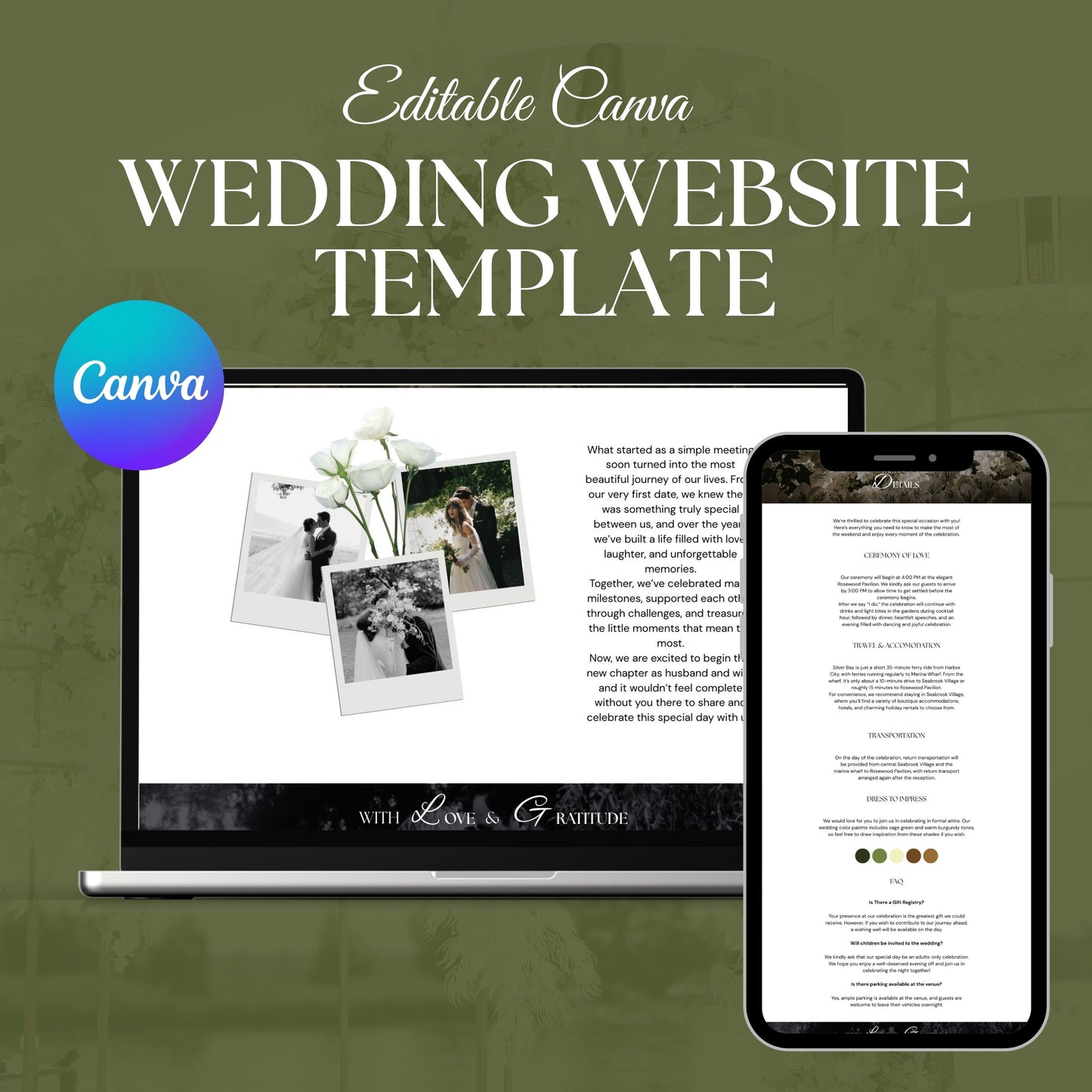 Moody Vintage Romance Wedding Website Template MOOD-010