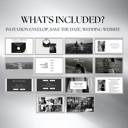 Black and White Wedding Website Template with RSVP BW-002