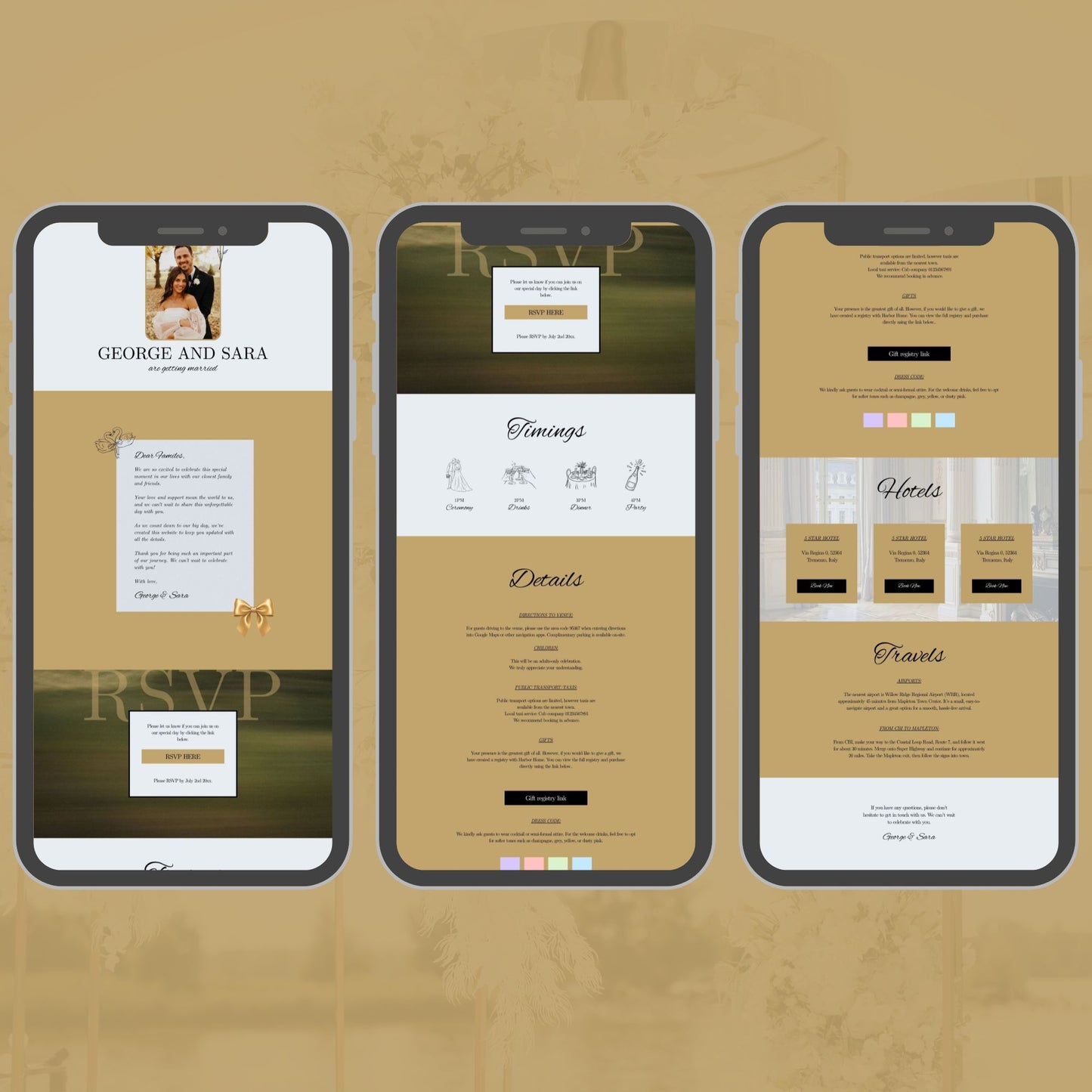 Luxury Beige Wedding Website Templates with RSVP LB-020