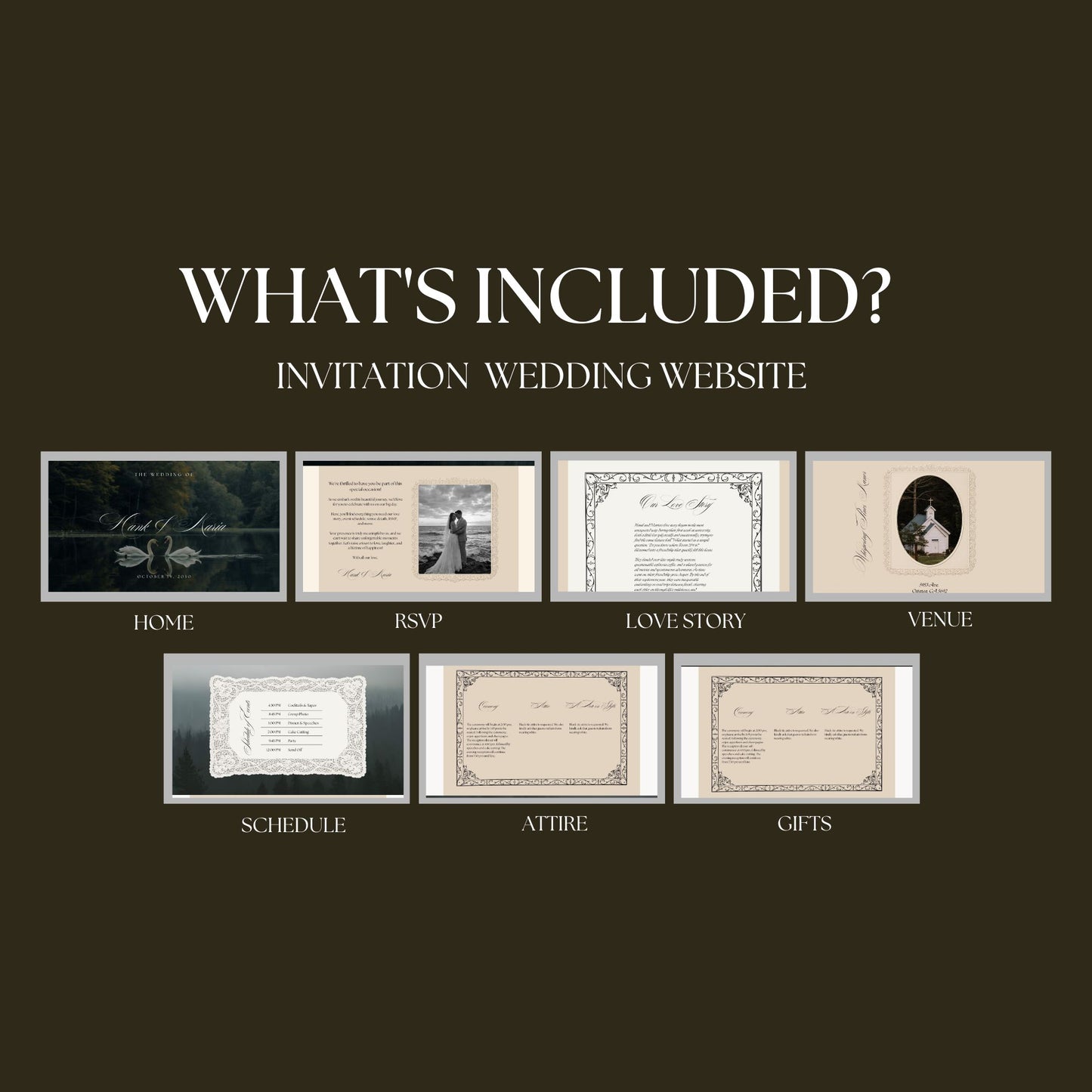 Old Money Wedding Website Template with RSVP OLD-006