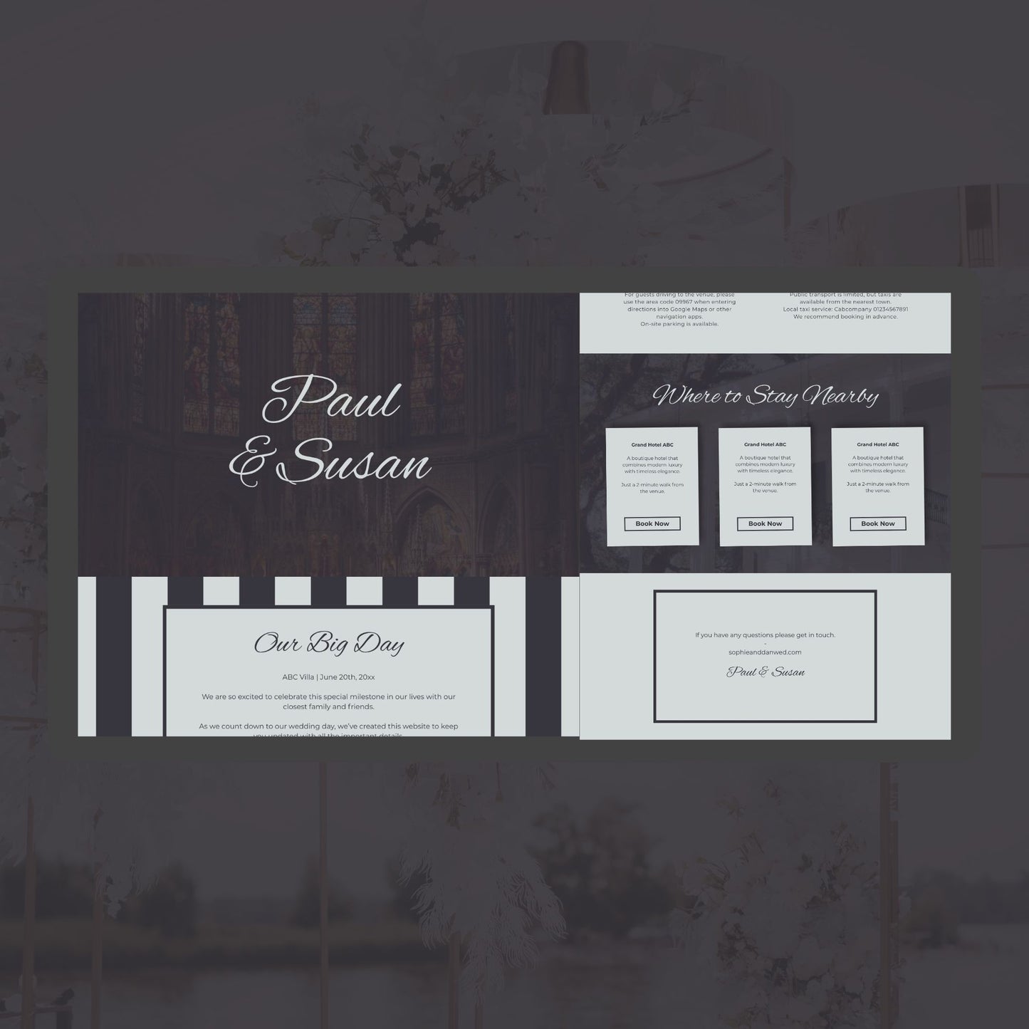 Moody Vintage Wedding Website Templates with RSVP MVC-019